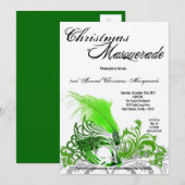 5x7 Crimson Green Masquerade kerstavond uitnodigin Kaart (Voorkant / Achterkant)