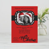 5x7 Crimson Red Band FOTO Uitnodiging voor Kerstmi (Staand voorkant)
