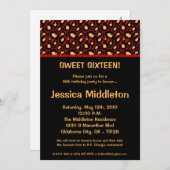 5x7 Crimson Red Cheetah 16e verjaardag Uitnodiging (Voorkant / Achterkant)