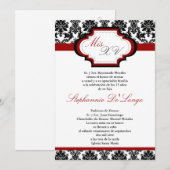 5x7 Crimson Red Damask Quinceanera Uitnodiging (Voorkant / Achterkant)