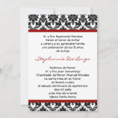 5x7 Crimson Red Damask Quinceanera Uitnodiging (Voorkant)