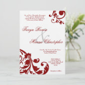 5x7 Crimson Red Floral Linen Wedding Uitnodiging (Staand voorkant)