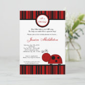 5x7 Crimson Red Lady Bug Baby shower Uitnodiging (Staand voorkant)