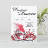 5x7 Crimson Red Masquerade kerstavond Kaart (Staand voorkant)