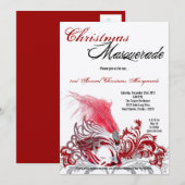 5x7 Crimson Red Masquerade kerstavond Kaart (Voorkant / Achterkant)