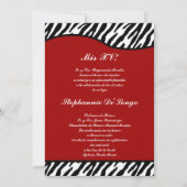 5x7 Crimson Red Zebra Quinceanera Party Uitnodigen Kaart (Voorkant)