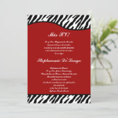 5x7 Crimson Red Zebra Quinceanera Party Uitnodigen Kaart (Staand voorkant)