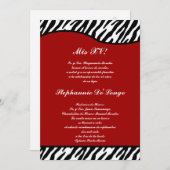 5x7 Crimson Red Zebra Quinceanera Party Uitnodigen Kaart (Voorkant / Achterkant)
