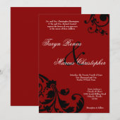 5x7 Crimson Rode Bloemen Linnen bruiloft uitnodigi Kaart (Voorkant / Achterkant)