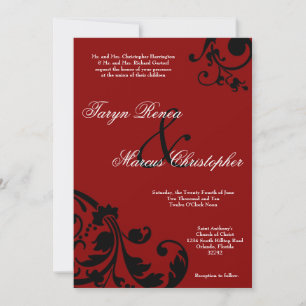 5x7 Crimson Rode Bloemen Linnen bruiloft uitnodigi Kaart