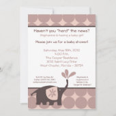 5x7 Cute Paarse Elephant Baby shower Invitation Kaart (Voorkant)