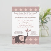 5x7 Cute Paarse Elephant Baby shower Invitation Kaart (Staand voorkant)