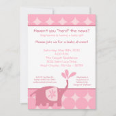 5x7 Cute Pink Elephant Baby shower Invitation Kaart (Voorkant)