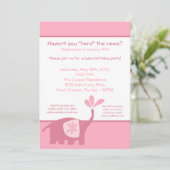 5x7 Cute Pink Elephant Birthday Party Invitation Kaart (Staand voorkant)