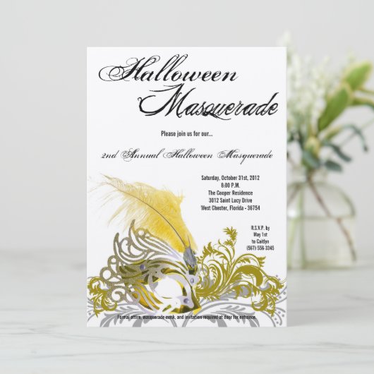 5x7 de gele Uitnodiging van het Kostuum van (Staand voorkant)