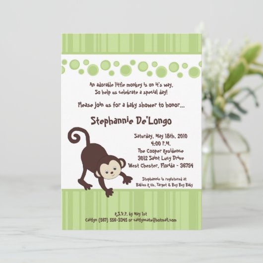 5x7 de groene Uitnodiging van het Baby shower van (Staand voorkant)