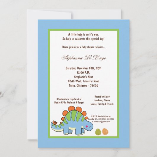 5x7 de Uitnodiging van het Baby shower van de (Voorkant)