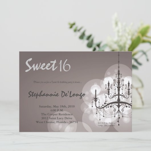 5x7 de zilveren Uitnodiging van 16 Verjaardag van (Staand voorkant)