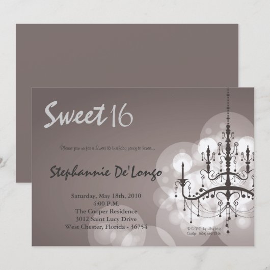 5x7 de zilveren Uitnodiging van 16 Verjaardag van (Voorkant / Achterkant)