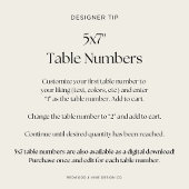 5x7" Desert Mountain Sunset Table Number Card Kaart