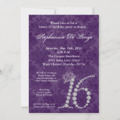 5x7 Diamond Amethyst Sweet 16 Birthday Invitation Kaart (Voorkant)