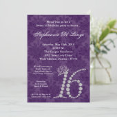 5x7 Diamond Amethyst Sweet 16 Birthday Invitation Kaart (Staand voorkant)