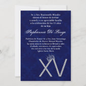 5x7 Diamond Saphir Quinceanera Birthday Uitnodigin Kaart (Voorkant)