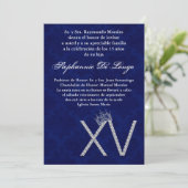 5x7 Diamond Saphir Quinceanera Birthday Uitnodigin Kaart (Staand voorkant)