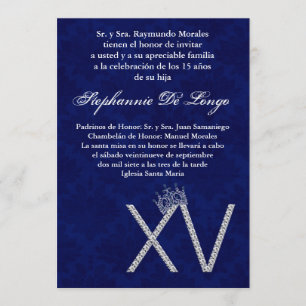 5x7 Diamond Saphir Quinceanera Birthday Uitnodigin Kaart