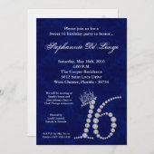 5x7 Diamond Saphire Sweet 16 Birthday Invitation Kaart (Voorkant / Achterkant)