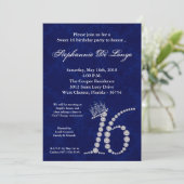 5x7 Diamond Saphire Sweet 16 Birthday Invitation Kaart (Staand voorkant)