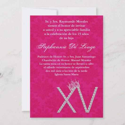 5x7 Diamond Topaz Quinceanera Birthday Uitnodiging (Voorkant)