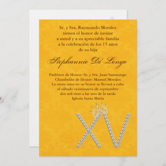 5x7 Diamond Topaz Quinceanera Verjaardag Uitnodigi Kaart (Voorkant / Achterkant)