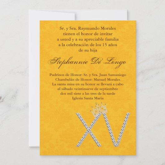 5x7 Diamond Topaz Quinceanera Verjaardag Uitnodigi Kaart (Voorkant)