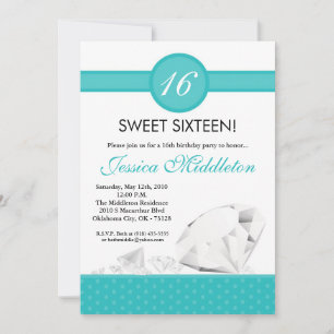 5x7 Diamonds Jewels Sweet 16 Birthday Invitation Kaart