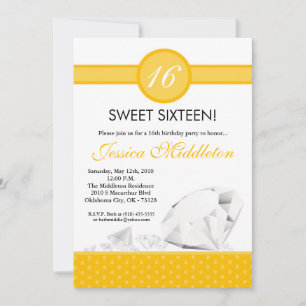 5x7 Diamonds Jewels Sweet 16 Birthday Invitation Kaart