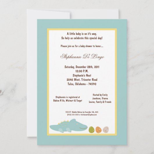 5x7 Dinosaur Baby shower Uitnodiging (Voorkant)