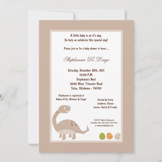 5x7 Dinosaur Baby shower Uitnodiging (Voorkant)