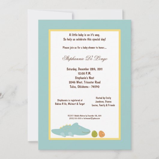 5x7 Dinosaur Baby shower Uitnodiging (Voorkant)
