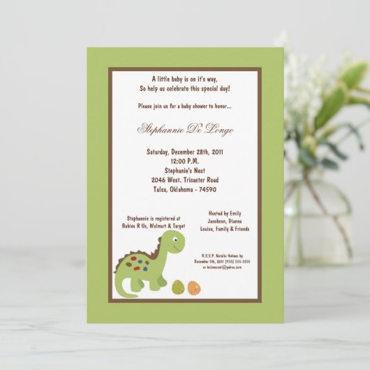5x7 Dinosaur Baby shower Uitnodiging (Staand voorkant)