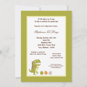 5x7 Dinosaur Baby shower Uitnodiging