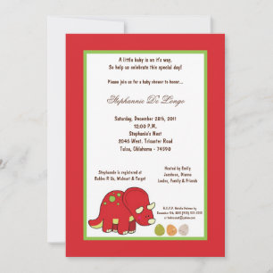 5x7 Dinosaur Baby shower Uitnodiging