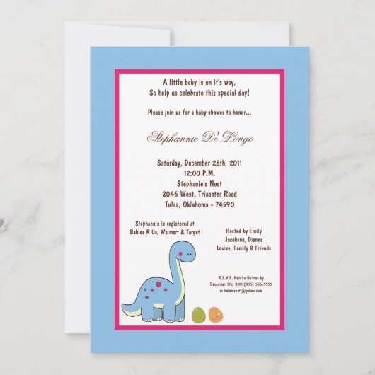 5x7 Dinosaur Baby shower Uitnodiging (Voorkant)