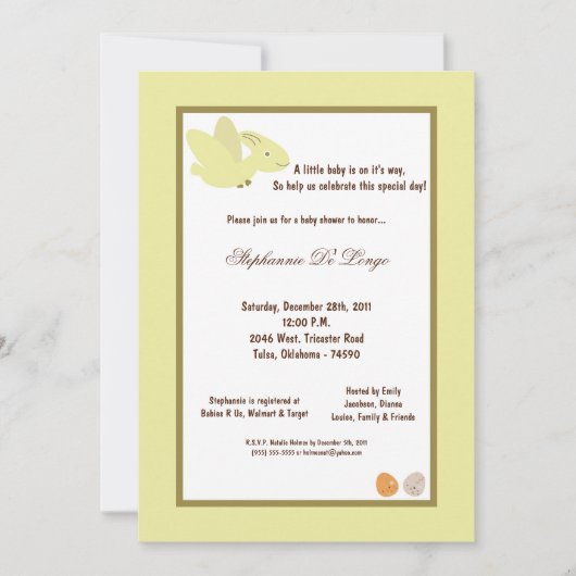 5x7 Dinosaur Baby shower Uitnodiging (Voorkant)