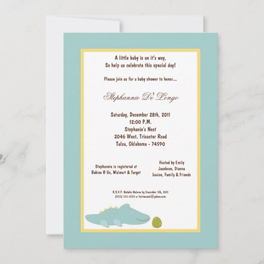 5x7 Dinosaur Baby shower Uitnodiging (Voorkant)