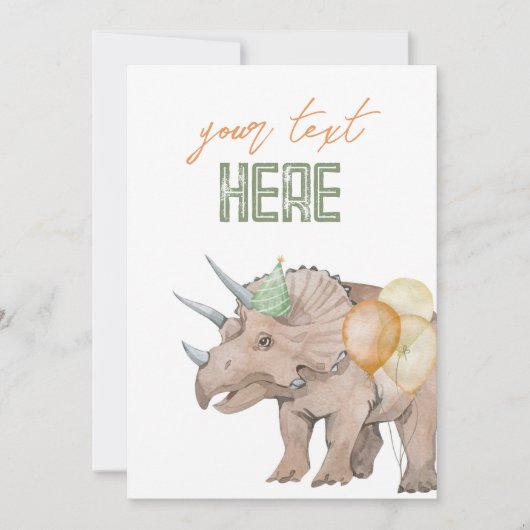 5x7 Dinosaur Bewerkbare Teken Kaart (Voorkant)