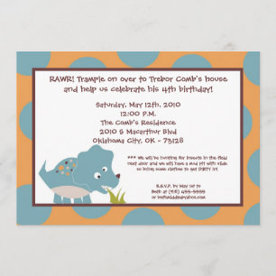 5x7 Dinosaur Dino Tricer Birthday Party Invitation Kaart