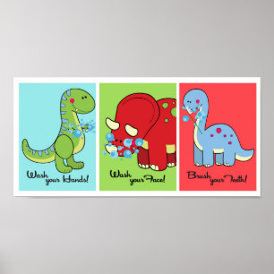 5x7 Dinosaur Dino World Bathroom Wall Art Poster