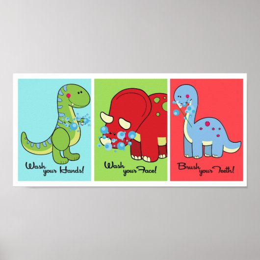 5x7 Dinosaur Dino World Bathroom Wall Art Poster (Voorkant)