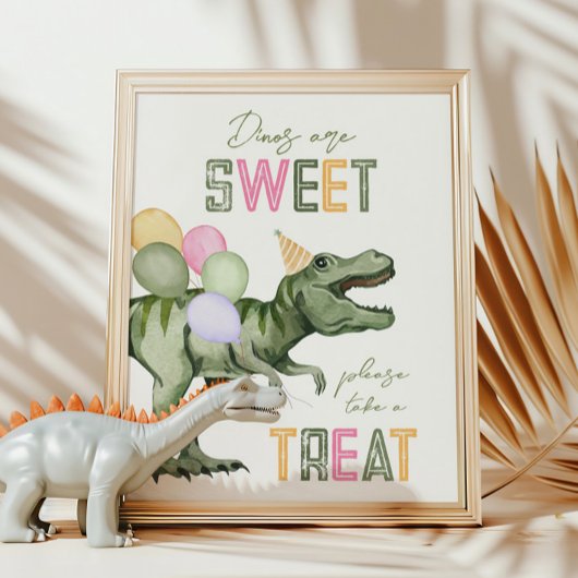 5x7 Dinosaur Treat Sign Kaart